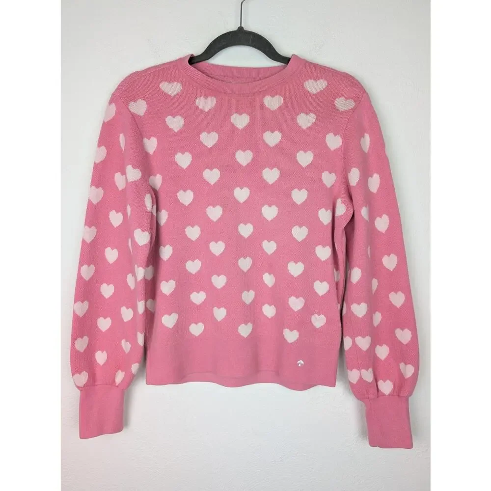 Kate Spade Sweater Perfect Heart Rich Carnation Feminine Designer Pink Size XS